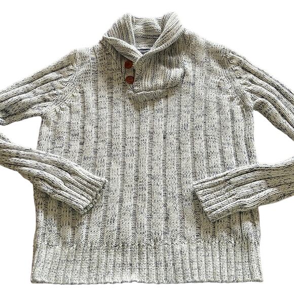 Springfield Mens Small Blue & White Cotton Knit Sweater Marled Pullover Y2K - Picture 1 of 7